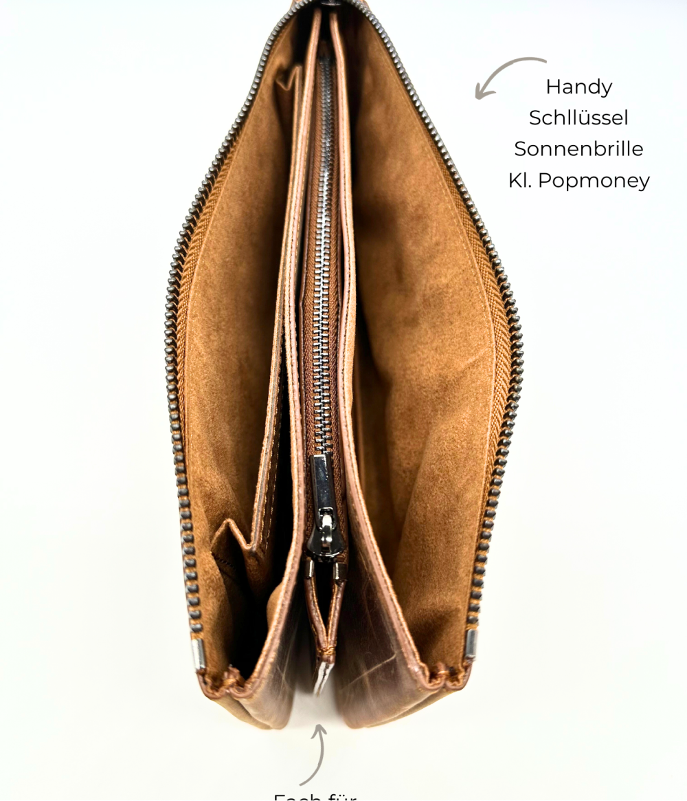 Belluvi Clutch-Wandelbare Crossbodybag Braun