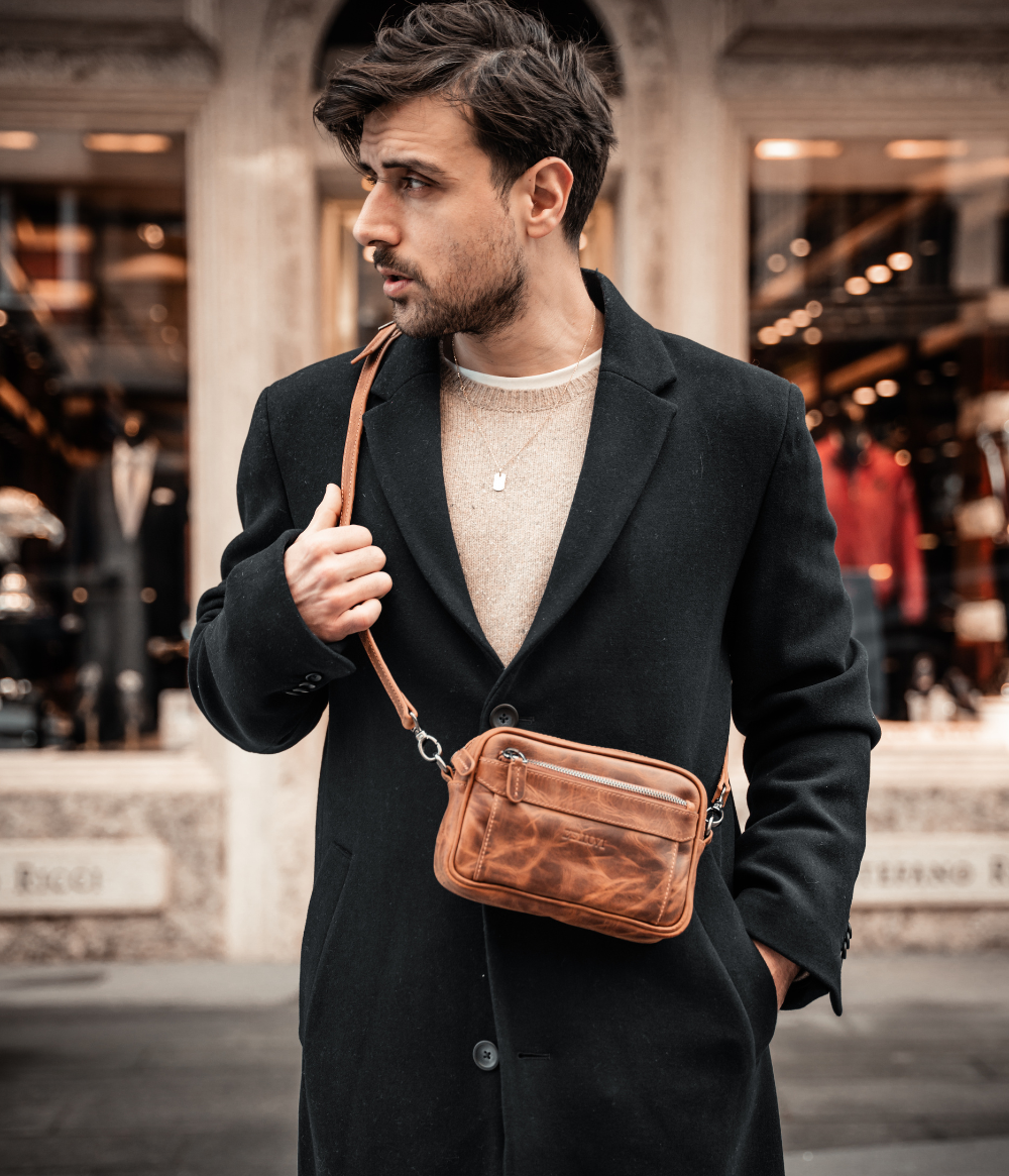 Belluvi Pouch Bag mit Schulterriemen Grau