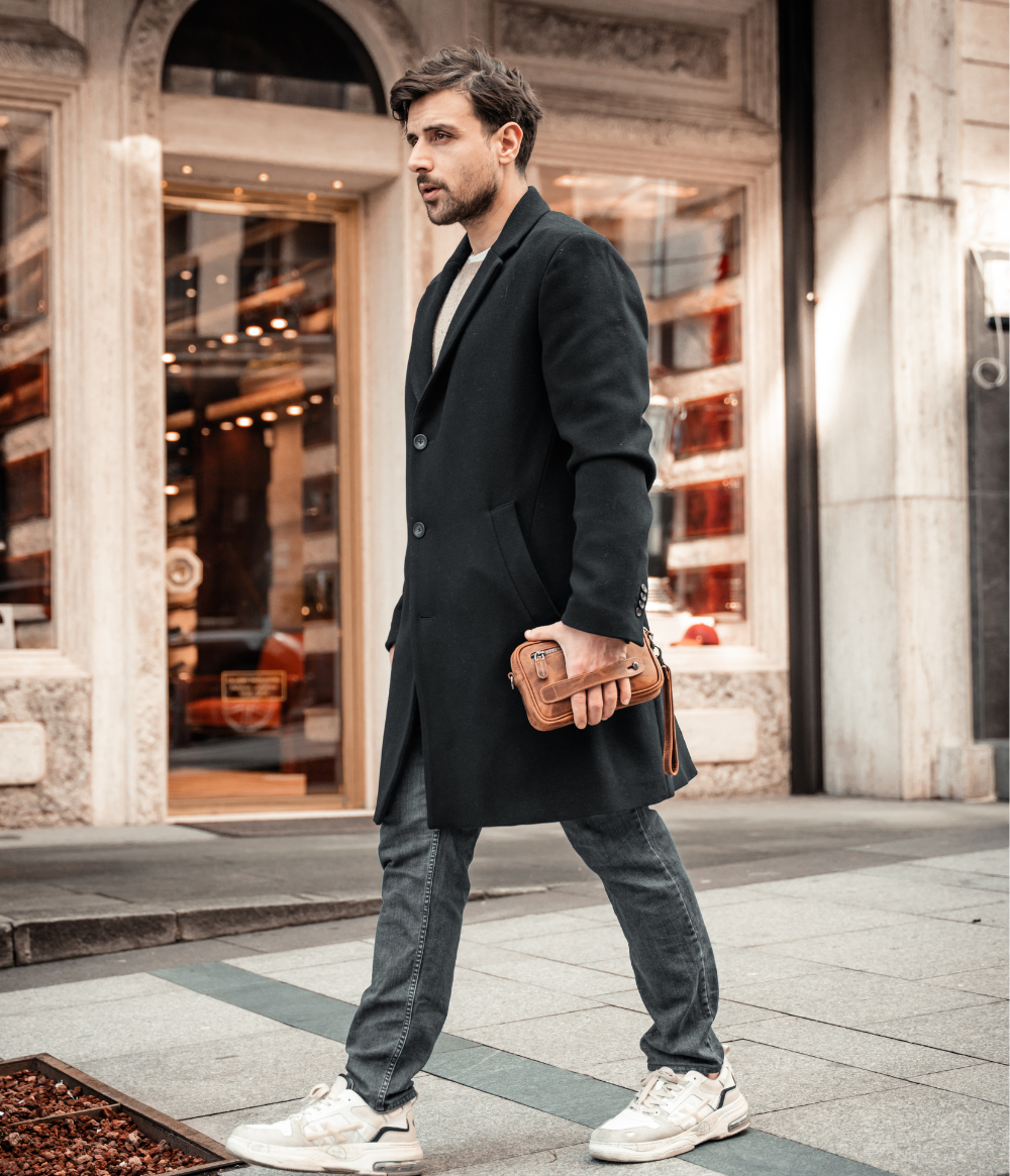 Belluvi Pouch Bag mit Schulterriemen Grau