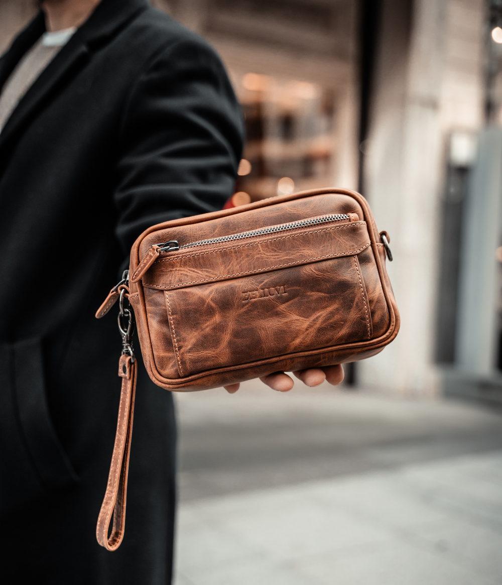 Belluvi Pouch Bag mit Schulterriemen Grau