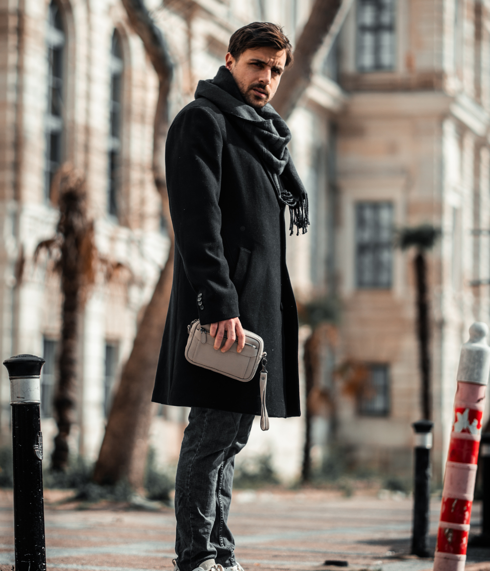 Belluvi Pouch Bag mit Schulterriemen Grau