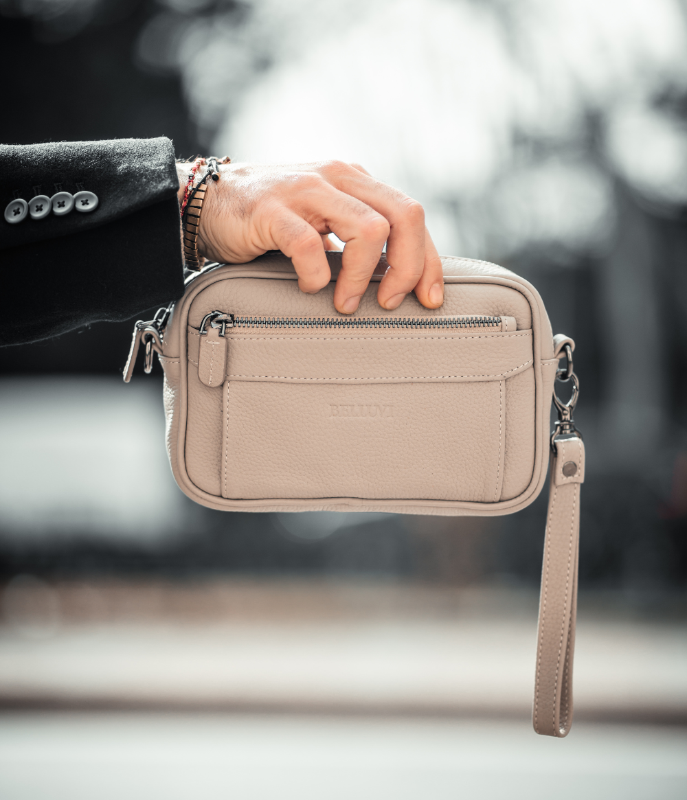 Belluvi Pouch Bag mit Schulterriemen Grau